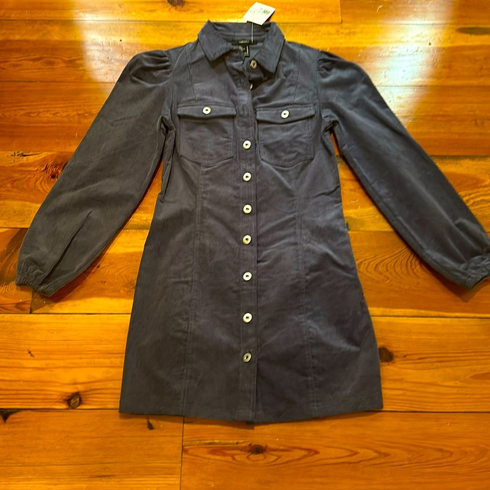 Forever 21 navy blue corduroy mini dress